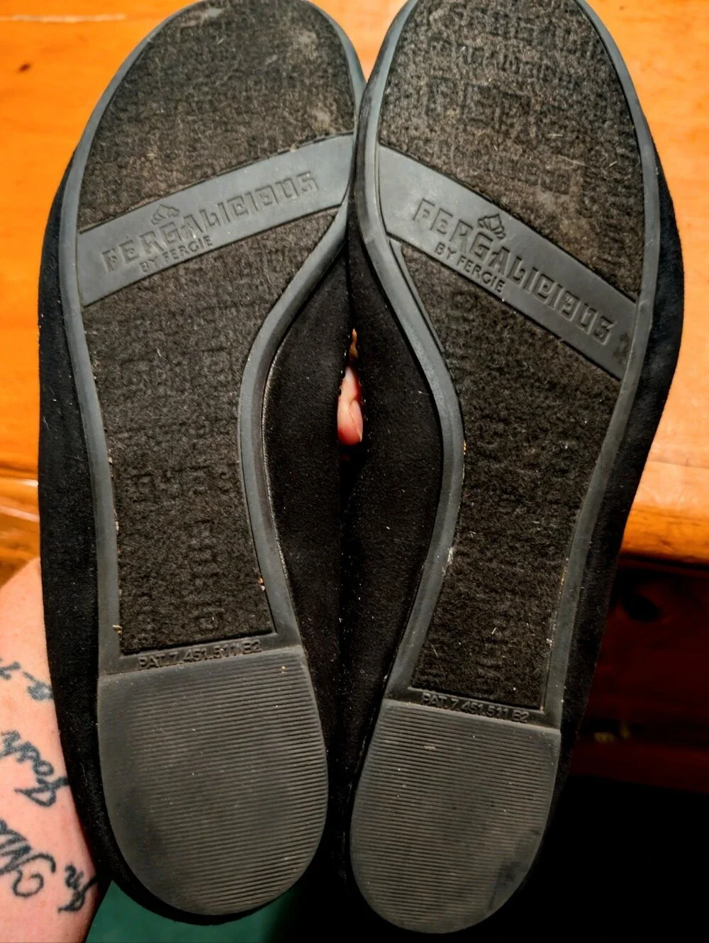Fergalicious By Fergie Black Embellished Ballet Flats Size 11W.